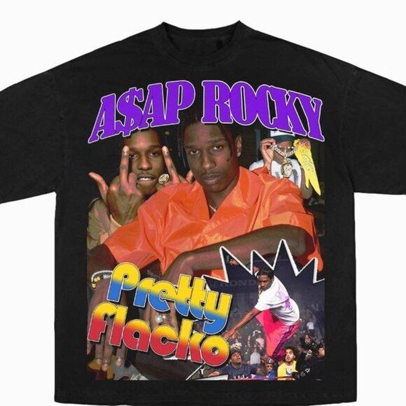 Asap Rocky Rap Tee Big Face Head Style Graphic Hip Hop T-shirt - Picture 1 of 4